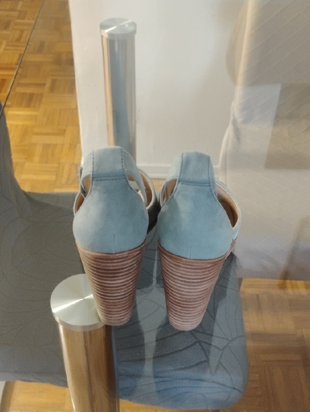 Vince Camuto Powder Blue Suede Wedge Sandals - Picture 3 of 6